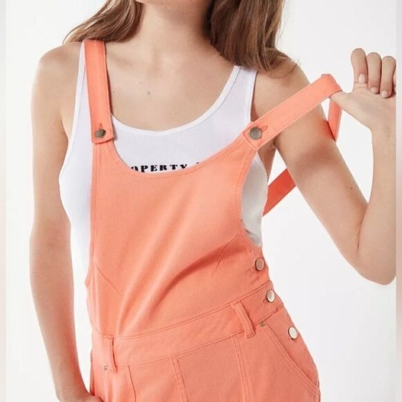 NWT Urban Outfitters Kingston Skirtall Overall Pink Rose Orange Summer Sz 4 - Picture 13 of 13